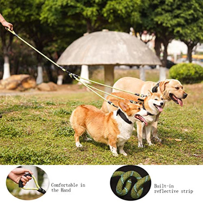 3 Dog Leash - Padded Handle, 360° Swivel Multiple Dog Leash No Tangle, Lead for Medium Large Dogs, Walking & Training Double Dogs (Green Blue) - color: Green Blue
