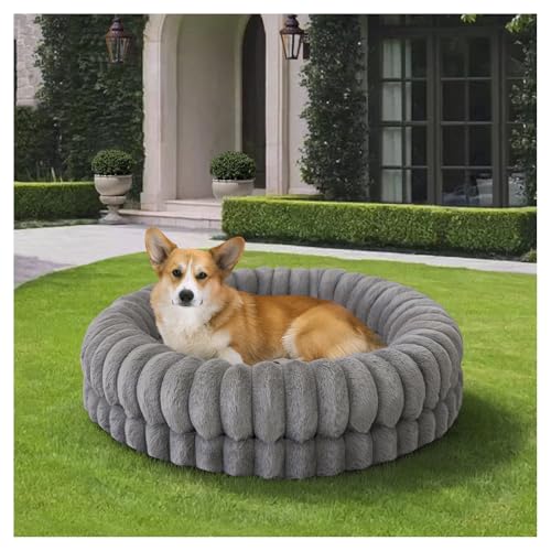 BALANCE Luxury Donut Dog Bed, 30 Inches Round Dog Bed Medium Size Dogs Washable, Orthopedic Calming Dogs Bed for Pets with Anti-Slip Bottom, Gray - color: Gray, size: 30.0"L x 30.0"W x 7.0"Th