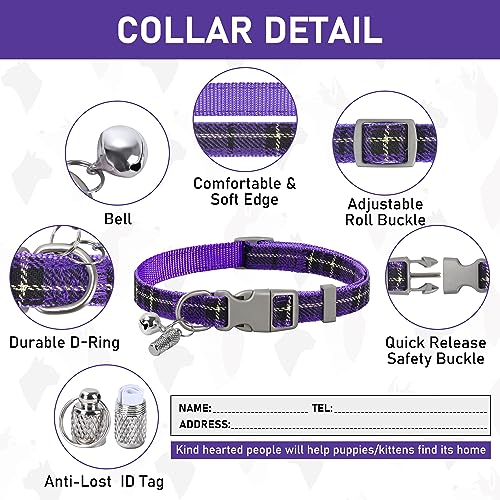 Small Dog Harness Collar and Leash Set, Step in No Chock No Pull Soft Mesh Adjustable Dog Vest Harnesses Plaid Reflective for Dogs Puppy Cats Kitten Rabbit (Purple, XXS) - color: Purple, size: XXS