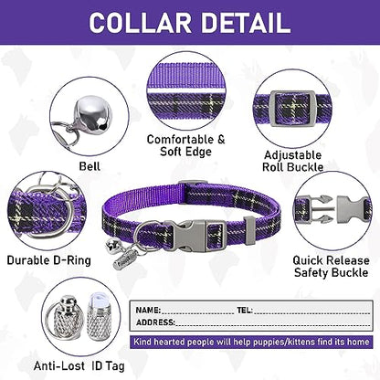 Small Dog Harness Collar and Leash Set, Step in No Chock No Pull Soft Mesh Adjustable Dog Vest Harnesses Plaid Reflective for Dogs Puppy Cats Kitten Rabbit (Purple, XXS) - color: Purple, size: XXS