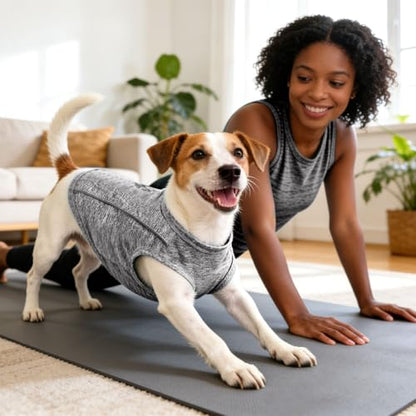 PETCARE Sun Protection Dog Shirts for Small Dogs Quick Dry Soft Stretchy Dog T-Shirts with Reflective Label Tank Top Sleeveless Vest Pet Clothes, Athletic Fabric, Grey, M (Chest 17" Length 13.8") - color: Grey, size: M ( Suggest 8-13 lbs)