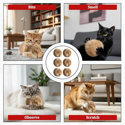 6 PCS Fake Rabbit Fur Ball Cat, Catnip Ball for Indoor Cats, Fake Rabbit Fur Balls for Stimulating Hunting Instincts and Interactive Bonding Play, Set of 3.15 Inch Balls