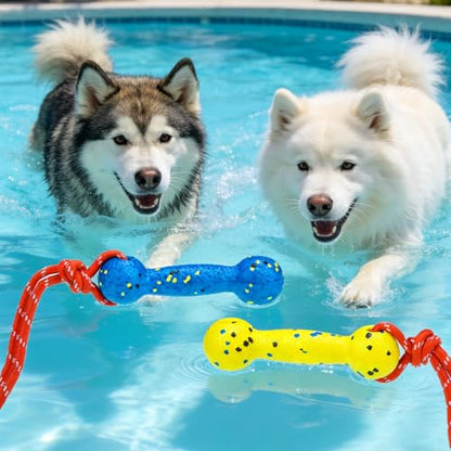 EXPAWLORER Floating Dog Toys 2 Pack, Durable ETPU Dog Water Toys with Rope, Interactive Pool Toy Dummy Bumper for Water Fetch Retrieving, Pool Beach Lake Fetch, Not for Aggressive Dogs