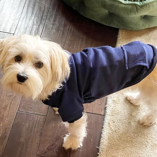 Jecikelon Winter Dog Hoodie Sweatshirts with Pockets Warm Dog Clothes for Small Dogs Chihuahua Coat Clothing Puppy Cat Custume (Navy, XX-Small) - color: Navy, size: XX-Small