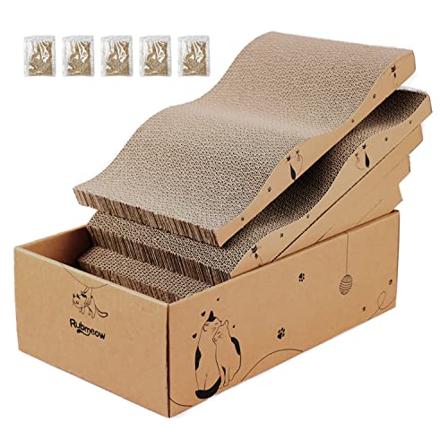 Cat Scratcher Cardboard Scratch Pad Box for Indoor Cats,5pcs Scratching Board Bed Reversible Durable,with Catnip - color: 5PCS, size: Large for Indoor Cats