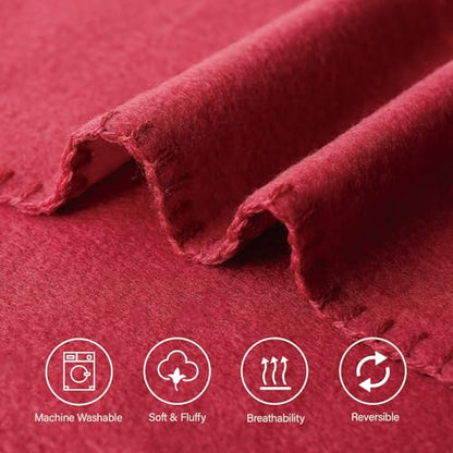 ZYFZCYBL Fleece Throw Blanket Blankets Bulk 6 Pack Soft Lightweight for Cozy Polar Fleece 50 x 60 Solid Pet-Friendly Colorful Bed Sofa Couch Fleece Fabric Travel Wedding Gift（Wine Red） - color: Wine Red