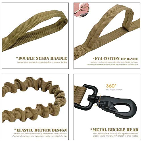 Tactical Dog Collar and Leash Set Adjustable Military Nylon Dog Collar with Control Handle and Heavy Duty Metal Buckle for Large Dogs （Brown S - color: Brown SET(collar+leash), size: Small (Pack of 1)