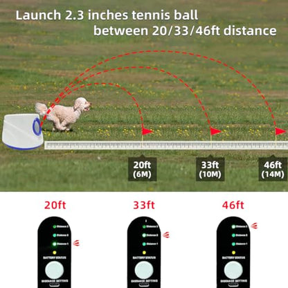 Automatic Dog Ball Launcher-Small Silent Dog Ball Thrower, 3 Adjustable Distances (20ft/33ft/46ft), Rechargable,Includes 3 Durable 2.3" Balls for Small/Medium Dogs (Orange, Medium) - color: Orange