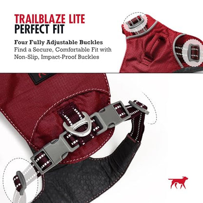 Tuff Pupper All-Day Wear Dog Harness | for Walking, Trail Running, Hiking | Front & Back Leash Clips | Reflective Trim | Easy On/Off Buckles | Lightweight Breathable | No Pull Design (XS, Red) - color: Crimson Red, size: X-Small