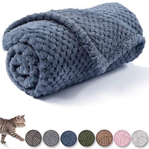 Warm Soft Fuzzy Dog or Cat Blanket, Plush Fleece Throws for Puppy, Kitten, Medium, Large Dogs - Blue (M/32" x 40") - color: Blue, size: M/32" x 40"