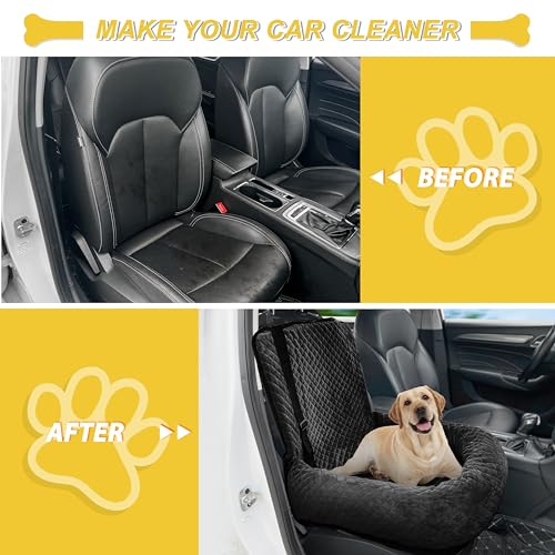 Dog Car Seat for Small Medium Dogs,Detachable Washable Travel Safety Pet Booster Seat, Comfy Ultra Soft and Multifunctional Car Travel Bed,Black - color: Black, size: Small