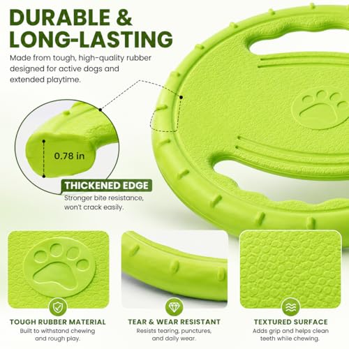 Dog Flying Disc, Durable Soft EVA Flying Ring for Aggressive Chewers, Interactive Fetch & Training Toy, Floats in Water, Safe on Teeth & Gums, Beach Pool Play(Green) - color: Green