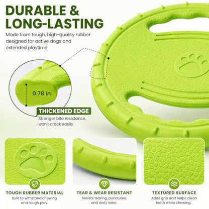 Dog Flying Disc, Durable Soft EVA Flying Ring for Aggressive Chewers, Interactive Fetch & Training Toy, Floats in Water, Safe on Teeth & Gums, Beach Pool Play(Green) - color: Green