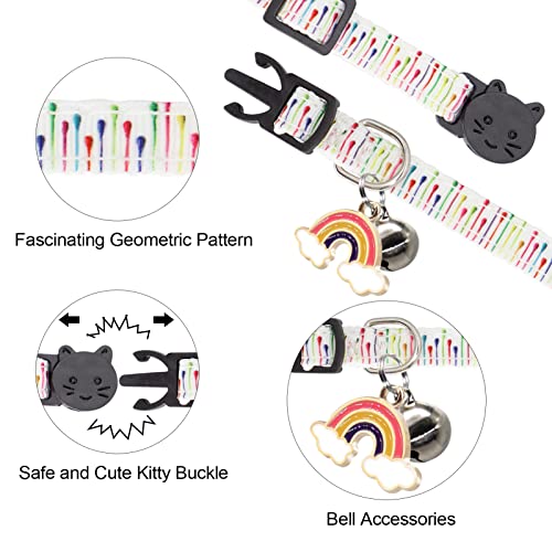 2 Pack Breakaway Cat Collar with Bells, Adjustable Kitten Safety Collars for Boys & Girls, Black+White - color: White+Black