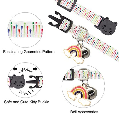 2 Pack Breakaway Cat Collar with Bells, Adjustable Kitten Safety Collars for Boys & Girls, Black+White - color: White+Black