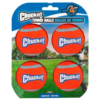 Chuckit! Dog Tennis Ball Dog Toy, Medium (2.5 Inch Diameter) for dogs 20-60 lbs, Pack of 4 - size: Medium - Pack of 4