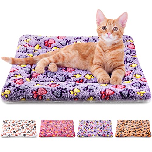 Tuanse 4 Pack Ultra Soft Dog Cat Bed Mat Small Animal Guinea Pig Bed with Cute Print Reversible Fleece Dog Crate Kennel Pad Cozy Washable Thickened Hamster Pet Beds Mat(21 x 14 Inches,Vivid Color) - color: Vivid Color, size: 21 x 14 Inches