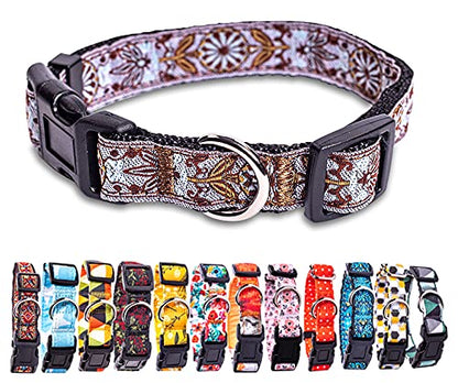 Dog Collars for Small Medium & Large Dogs - Female and Male Patterns on Long Lasting, Adjustable, Strong and Durable Puppy Quick Release Buckle, White Woven Collar - color: White Woven, size: X-Large