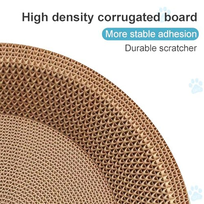 Round Cat Scratcher Bed, 17.7x17.7 Inch Cardboard Cat Scratcher Bowl for Indoor Cats, Large Cat Scratching Board, Cat Scratch Pad with Catnip - size: 1PC-17.7 x 17.7 x 3.9 inches
