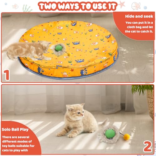 Interactive Cat Toy Ball,360° Self Rolling Cat Ball with Led Light,Rechargable Automatic Motion Activated Moving Toy with 3 Working Modes,Type-c Rechargeable