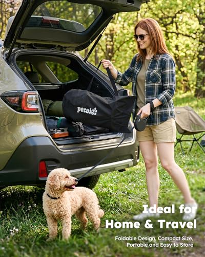 Pecute Elevated Dog Bed with Cooling Blanket, Chew Proof Outdoor Pet Cot for Small Dogs, Tool-Free Assembly & 360° Breathable Mesh for Summer Camping, Orthopedic Joint Support, M, 26×23.6×5.9" - size: M(26 × 23.6 × 5.9'')