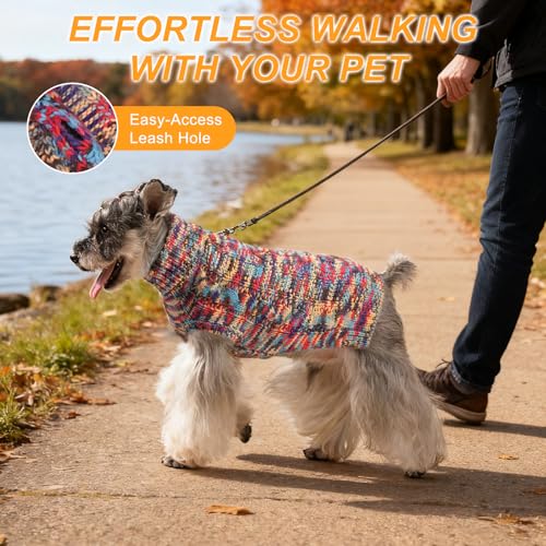 BEAUTYZOO Small Dog Sweater -Turtleneck Pullover Classic Cable Knit Fuzzy Winter Coat Dog Cold Weather Clothes for Small Medium Dogs Puppy Girl Boys(Multi-Black, M) - color: Multi-Black, size: M (Back: 16", Chest: 21", Neck: 13")