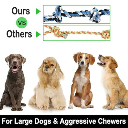 Indestructible Dog Toys for Aggressive Chewers – Tough Rope Chew Toy with 5 Knots, 3 Feet, Perfect for Large & Medium Dogs, Helps Clean Teeth and Ideal for Tug of War