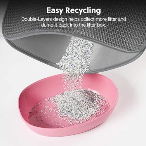 WePet Cat Litter Mat, Kitty Litter Trapping Mat, Honeycomb Double Layer Mats, No Phthalate, Urine Waterproof, Easy Clean, Scatter Control, Catcher Litter Tray Box Rug Carpet - color: #01 Light Grey