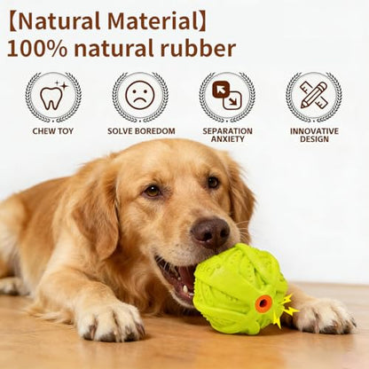 LaRoo Squeaky Dog Ball Toy,Durable Natural Rubber Squeaker Ball Throwing Training,Teeth Cleaning Chew Toy for Pet Medium and Large Dogs (3.5In Green) - color: Green-9cm