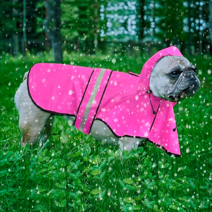 Reflective Puppy Raincoat - Waterproof Adjustable Pet Hooded Slicker Poncho Raincoats Jacket, Lightweight Dog Rain Coat(Pink, Small) - color: Pink, size: Small