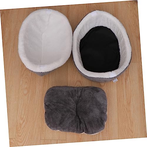 Warm Detachable Cat Bed House Cushion Cozy Half-Covered Sleeping Bag for Pets Grey Removable Cushion for Easy Cleaning for Use