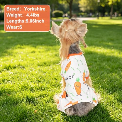 Dog Pajamas Pjs Spring Summer Dog Clothes for Small Dogs Girl - Boy - Small Size Dogs, Soft Stretchy Puppy Clothes Doggie Onesies Cat Pet Jammies Outfit (Carrot, Medium) - color: Carrot, size: Medium(6-9lb )