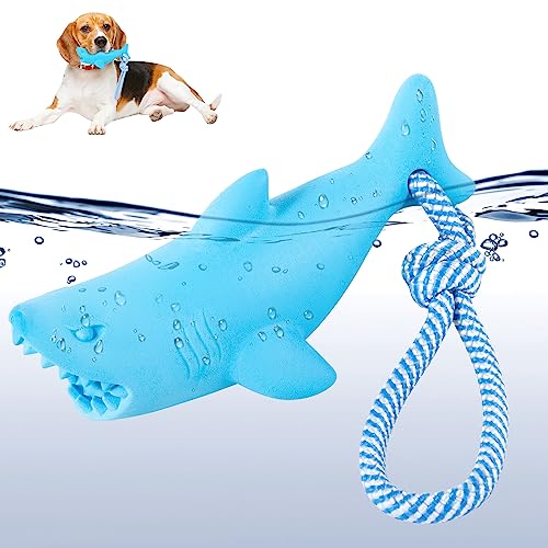 Floating Dog Chew Toy for Aggressive Chewers, Pool With Rope for Interactive Fetch & Play, Beach Set (Shark) - style: Shark