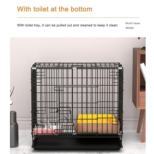 Dog Crate, 2 Doors Folding Mental Wire Dog Cage Training Kennel, with Removable Tray, Suitable for Small and Medium Dogs (Size : 61x42x50cm) - size: 24.0"L x 16.5"W x 19.6"H