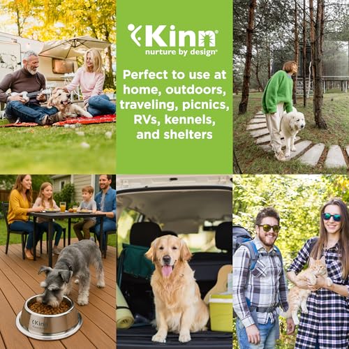 Kinn Kleanbowl Pet Bowl Stainless Steel Frame with Compostable Refills, 24 oz (Pack of 2) – Spill-Proof Stable Disposable Pet Bowls for Easy Cleaning and Healthy Pets, No Plastic - color: Frames (2 Pack), size: 24 oz (3 cups)