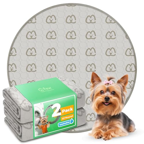 FXW Washable Pee Pads for Dogs, Leak-Proof & Non-Slip, Specifically Designed for Whelping Box, 32" Round, Khaki, 2 Packs - color: Khaki, size: 32" Round (2 Packs)