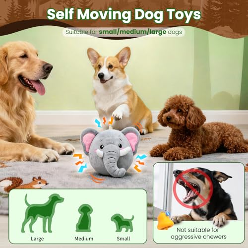 Interactive Dog Toys, Self Moving Dog Toy to Keep Them Busy, Rechargeable Vibrating Dogs Toy/Squeaky Bouncing Ball for Small Medium Large Dogs with Jumping Music Talking Mode (Elephant) - color: Elephant