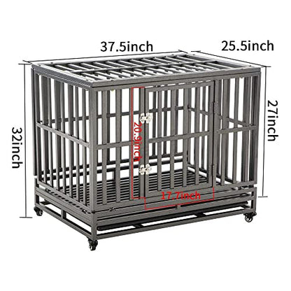 LUCKUP 38 Inch Heavy Duty Dog Cage Metal Kennel and Crate for Large Dogs,Easy to Assemble Pet Playpen with Four Wheels,Black … … - size: 37.5"L x 25.5"W x 32.0"H