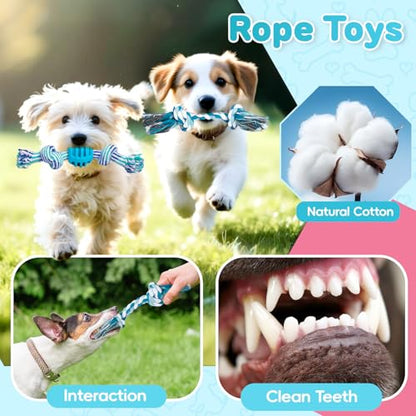 8 Pack Luxury Puppy Toys for Teething Small Dogs, Puppy Chew Toys with Squeaky Dog Toys, Balls and Rope Dog Chew Toys, Dog Toys to Keep Them Busy (Blue, 8-Pack) - color: Blue, 8-pack
