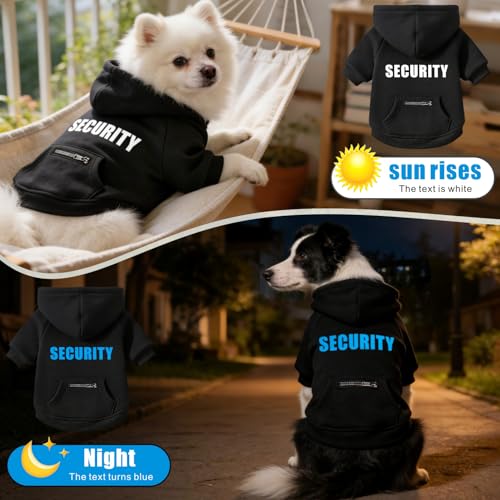 Dog Hoodie Security Glow-in-The-Dark Dog Sweater Sweatshirt Hooded Soft Brushed Fleece Winter Clothes with Dual Pocket Zip Puppy Hoodies for Small Medium Large Dogs Black XS - color: Black, size: X-Small