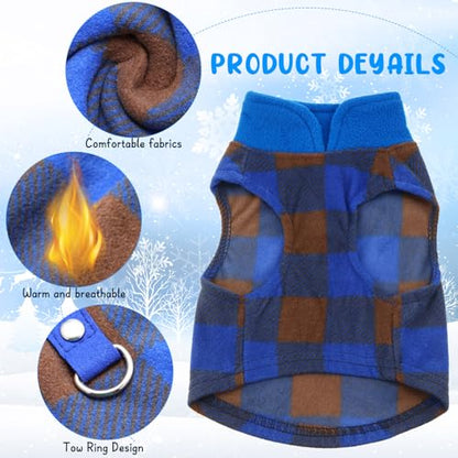 Reginary 10 Pack Medium Dog Sweaters Fleece Pet Dog Clothes with Leash Ring Soft Warm Winter Puppy Plaid Shirt(Bright) - size: Medium,6.6-8.8 lb, style: Bright