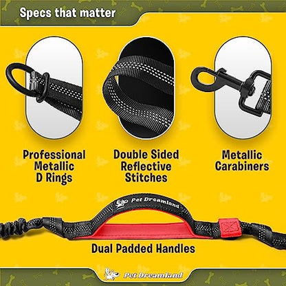 Exquisite Hands-Free Leash for Medium Dogs: Ultimate Comfort & Freedom for Running, Walking, Hiking. Premium Quality, Durable & Versatile Waist Dog Leash Belt. Your Dog Will Love It - color: Black & Red