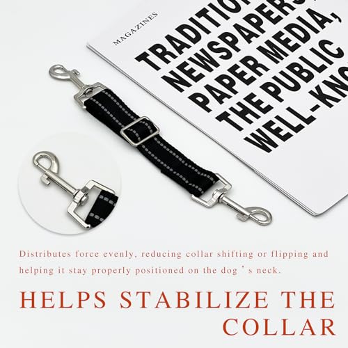Dual-Clasp Dog Collar Safety Connector, No-Pull Harness-to-Collar Clip, Pet Extension Leash for Training & Walking