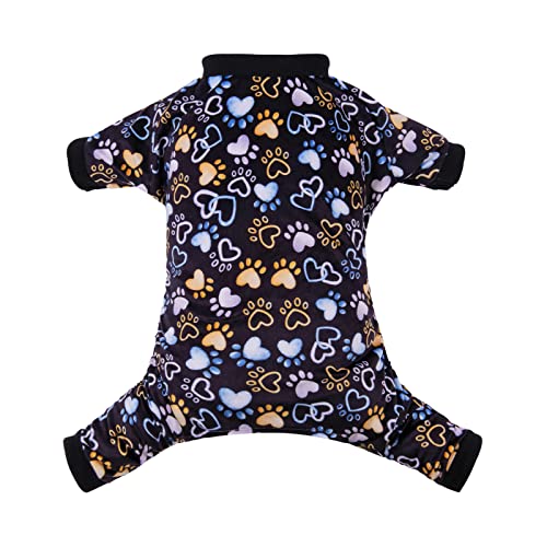 CuteBone Dog Pajamas Costumes Fleece Pet Clothes Puppy Onesie Winter Holiday Cute Cat Jammies Keep Your Pet Warm in the Cold Weather P220M - color: A06-Footprints of Love, size: Medium