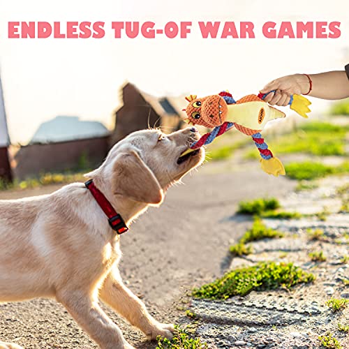 GOOLA Dog Squeaky Toys, Cute Dragon Interactive Plush Stuffed Toy with 5 Squeakers and Crinkle Paper,Pet Rope Chew Toy for Puppy Small Medium Large Breed Dogs - color: Multicolor