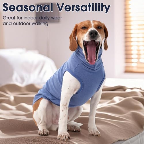 IECOii Dog Fleece Vest Sweater - Stretch Warm Pullover with Turtleneck, Blue,Large, Easy On/Off Winter Dog Sweater for Medium Large Dogs Girl Boy, Winter Fall Jumpsuit with High Neck - color: Blue, size: Large