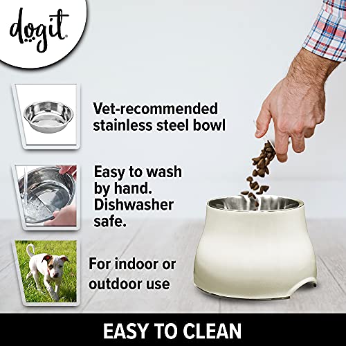Dogit Elevated Dog Bowl, Stainless Steel Dog Food and Water Bowl for Large Dogs, White, 73753 - color: Off White, size: Large
