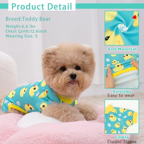 XPUDAC 4 Pieces Dog Pajamas for Small Dogs Pjs Clothes Puppy Onesies for Doggie Duck Shirts Sleeper for Pet Cats Jammies-S - size: Small(Chest-14" Back-10" Neck-9.5")