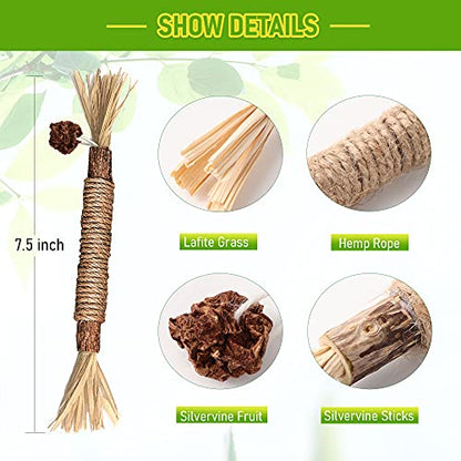 GBSYU 3 Pack Silvervine Cat Toy, Silvervines Sticks Cat Toys for Indoor Cats, Cat & Kitten Chew Toys for Aggressive Chewers, Cat Dental Toy for Kitten Teeth Cleaning, Matatabi Silvervine for Cats - size: 3PCS
