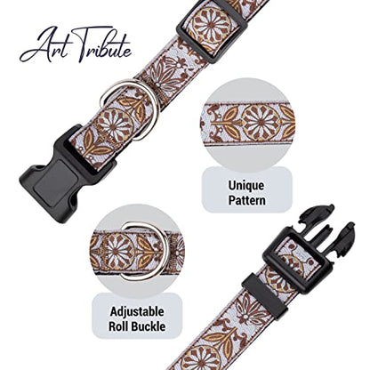 Dog Collars for Small Medium & Large Dogs - Female and Male Patterns on Long Lasting, Adjustable, Strong and Durable Puppy Quick Release Buckle, White Woven Collar - color: White Woven, size: X-Large